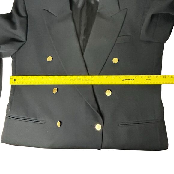 Perry Ellis Men’s Gold Button Double Breasted Black Dress Coat - Picture 6 of 7